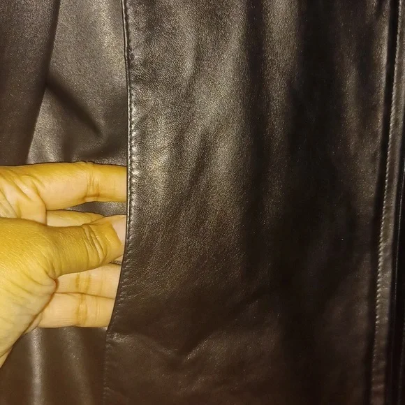 💯Nicole Miller Black Genuine Leather Jacket Sz. L (12-14) - Picture 5 of 9